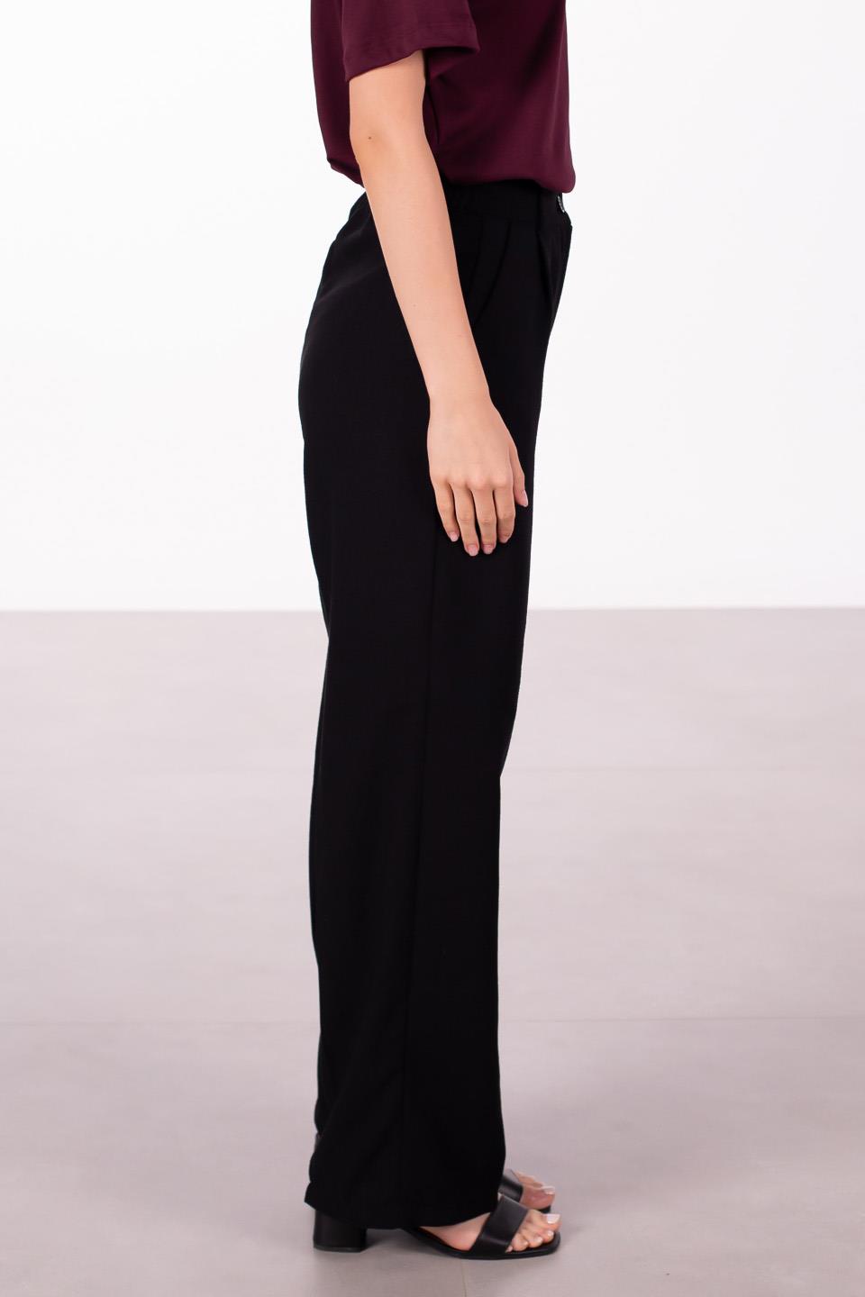 Kadın Keten Palazzo Pantolon - Siyah