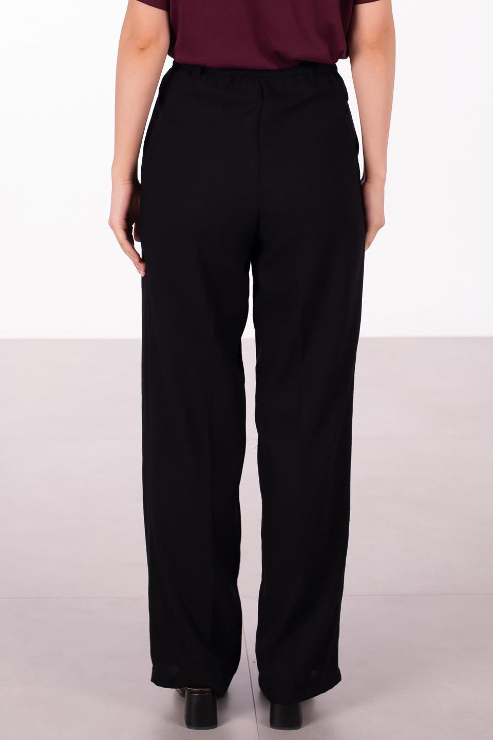 Kadın Keten Palazzo Pantolon - Siyah