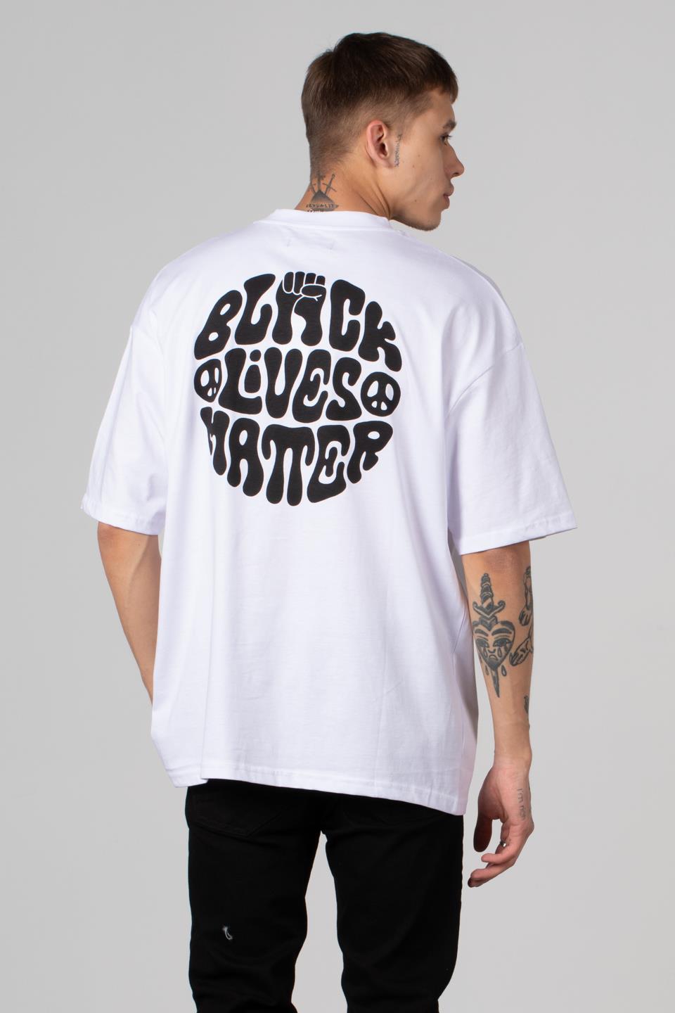Mater baskılı oversize t-shirt-5012 Beyaz