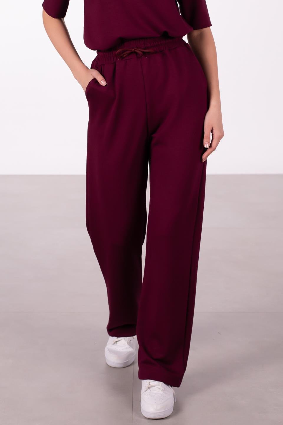 Kadın Modal Bol Paça Eşofman Altı - Bordo