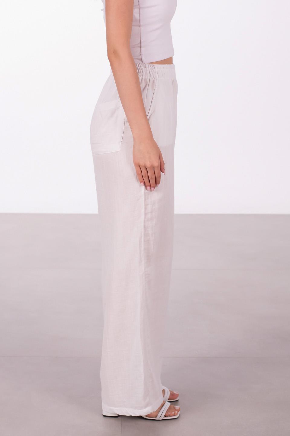 Kadın Müslin Bol Pantolon - Beyaz