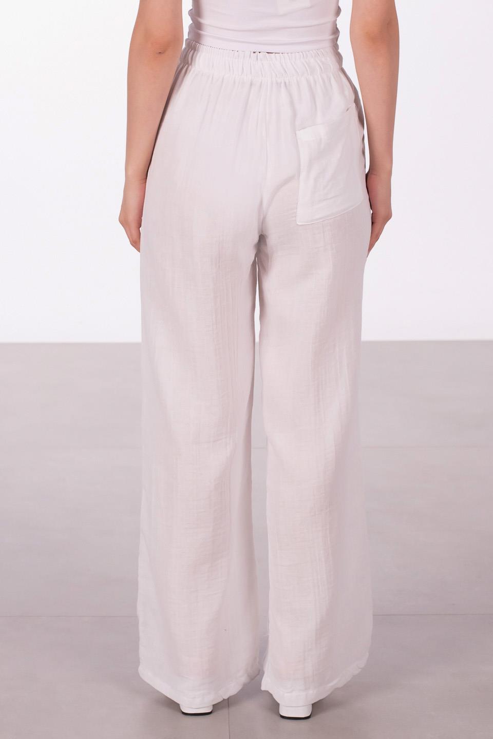 Kadın Müslin Bol Pantolon - Beyaz