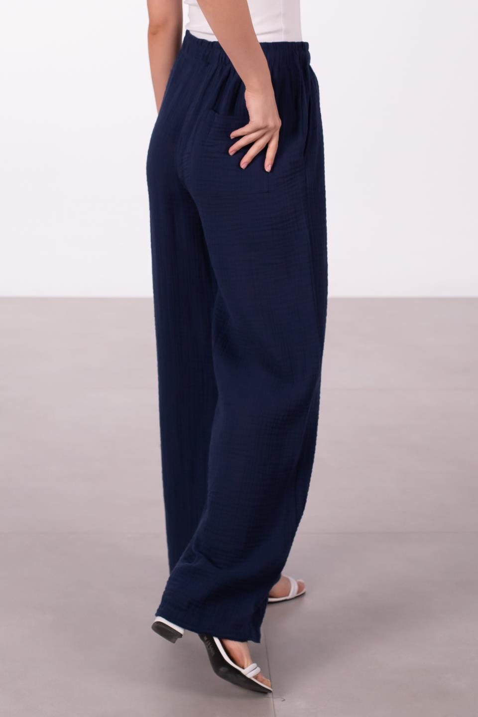 Kadın Müslin Bol Pantolon - Lacivert
