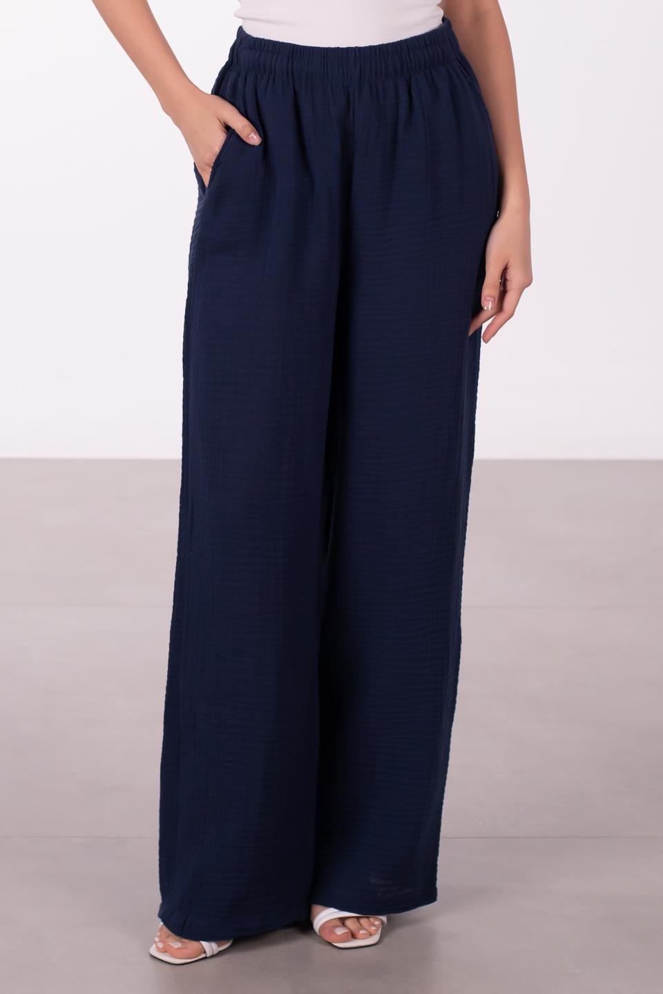 Kadın Müslin Bol Pantolon - Lacivert