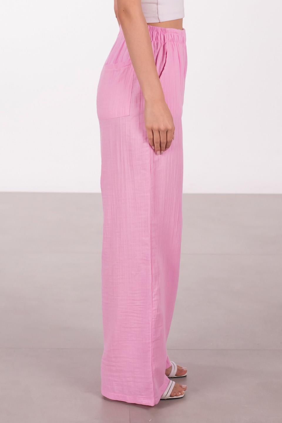 Kadın Müslin Bol Pantolon - Pembe