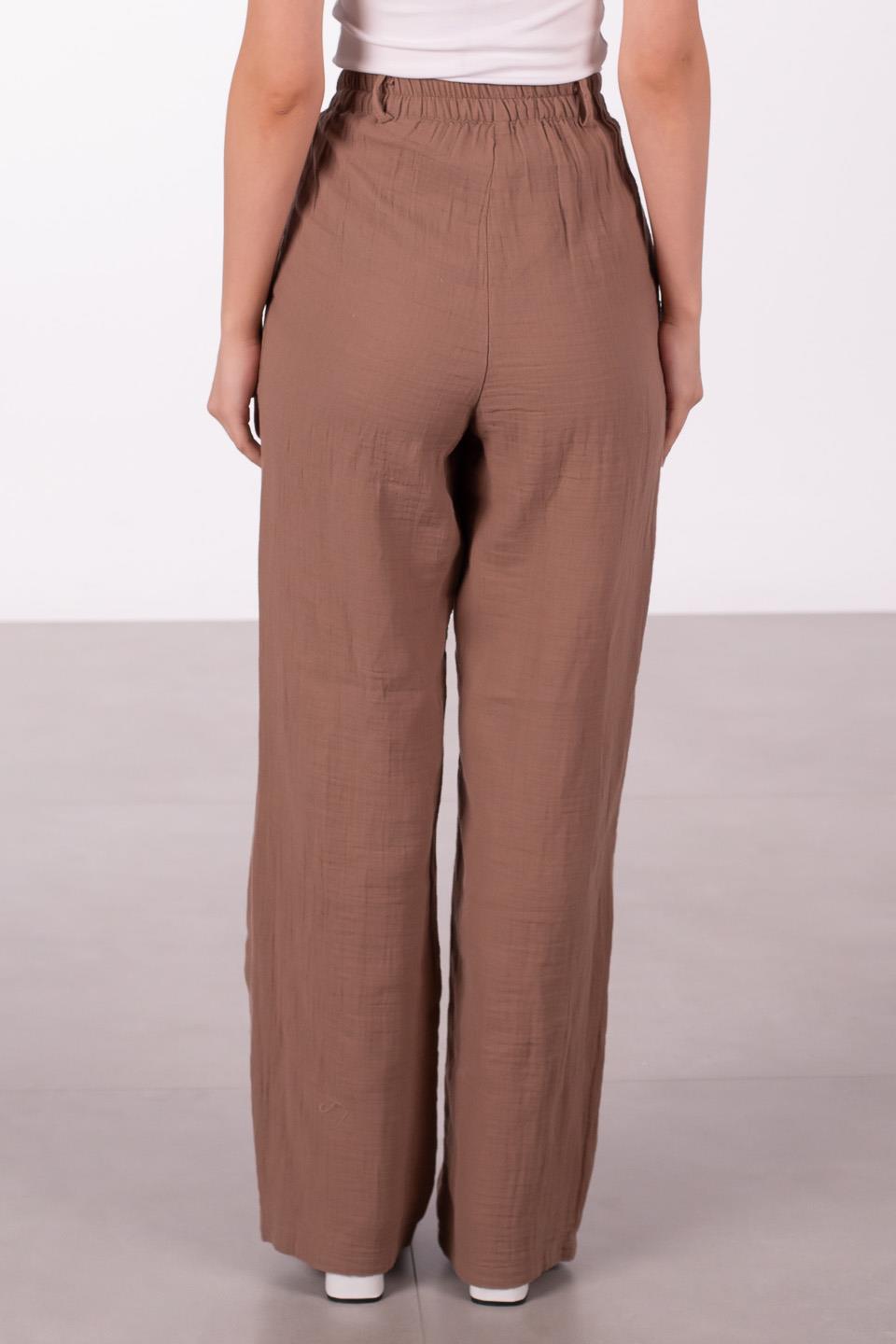 Kadın Müslin Palazzo Pantolon - Kahve