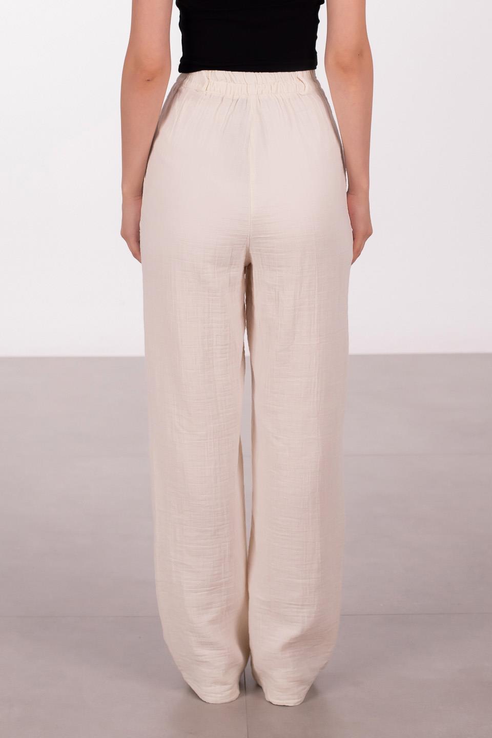 Kadın Müslin Palazzo Pantolon - Taş