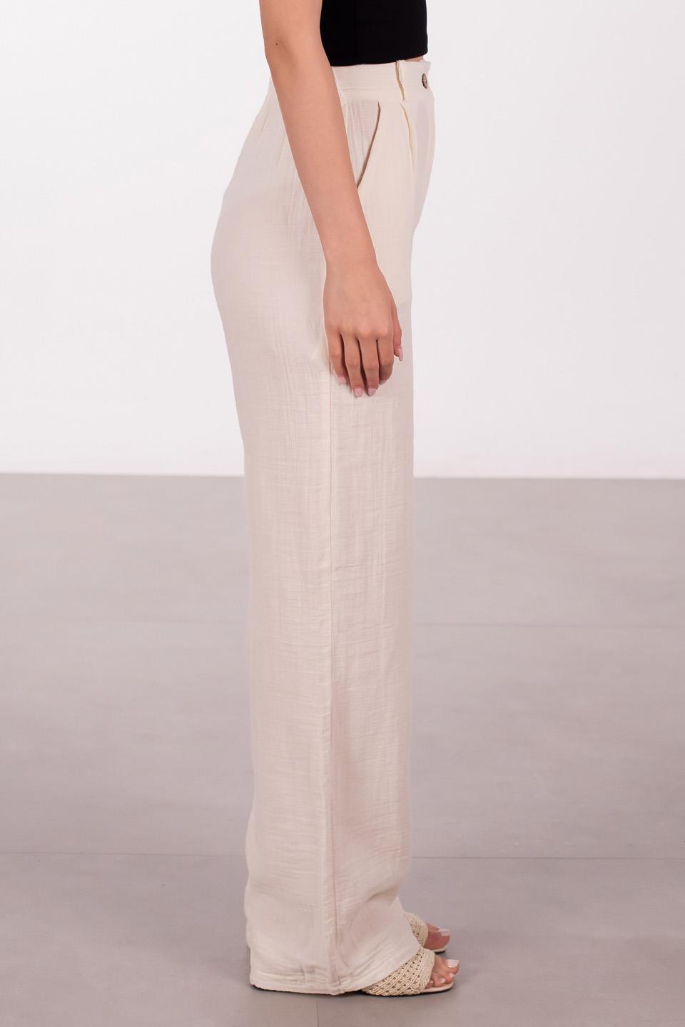 Kadın Müslin Palazzo Pantolon - Taş