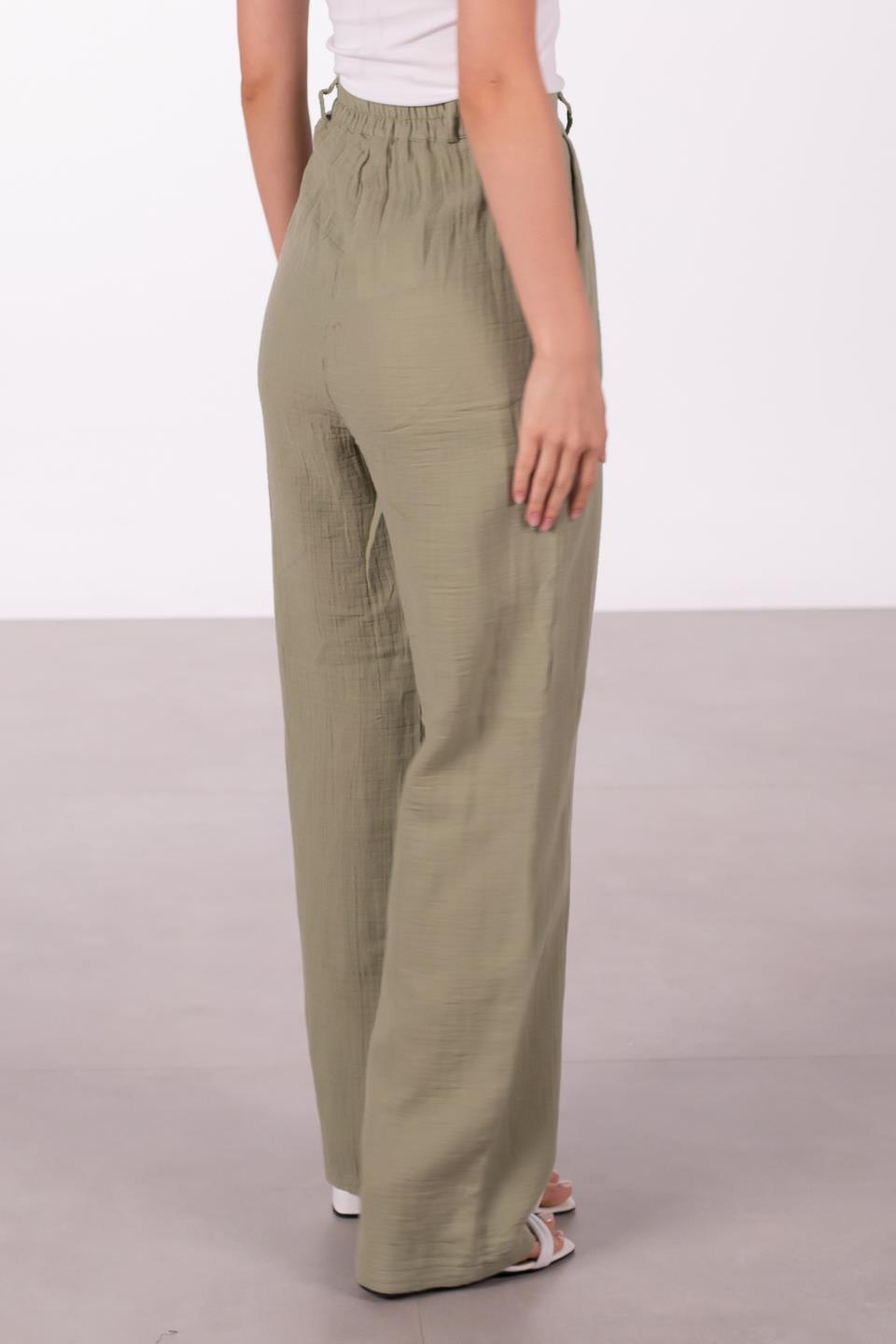 Kadın Müslin Palazzo Pantolon - Yeşil