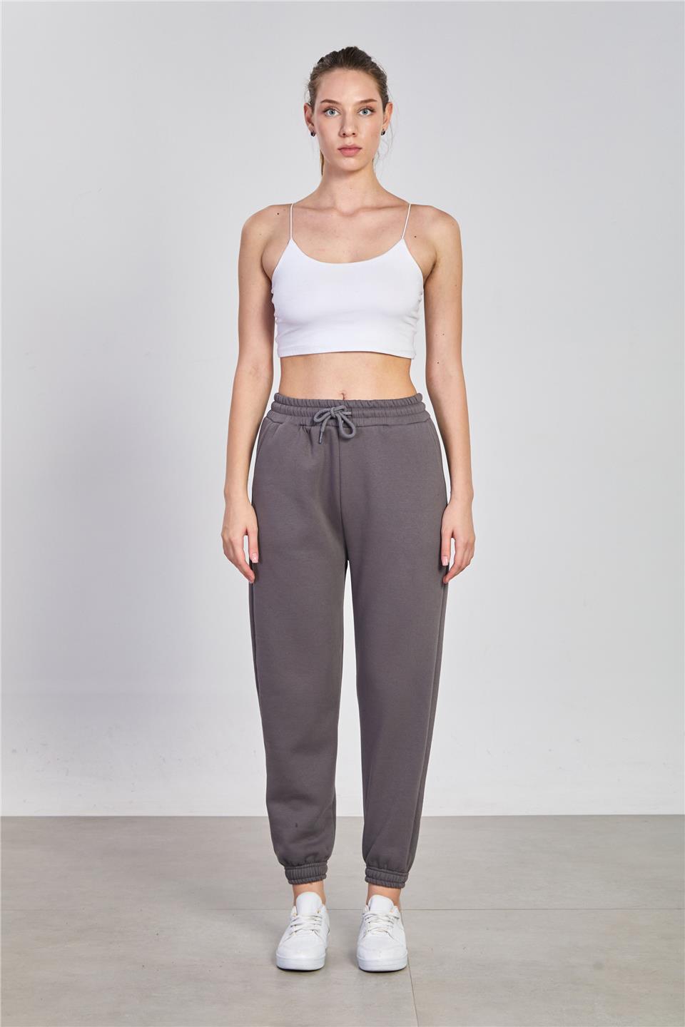 Kadın Paça Lastikli Şardonlu Eşofman Altı - Antrasit