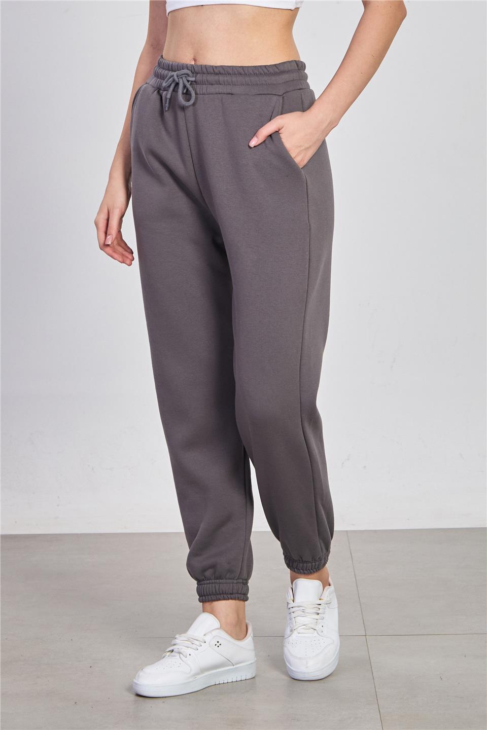 Kadın Paça Lastikli Şardonlu Eşofman Altı - Antrasit