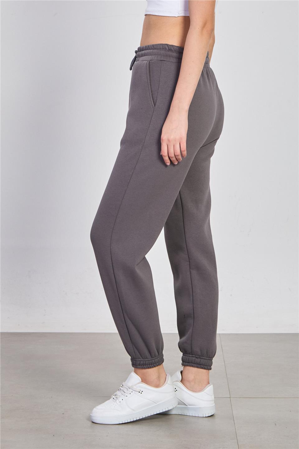 Kadın Paça Lastikli Şardonlu Eşofman Altı - Antrasit