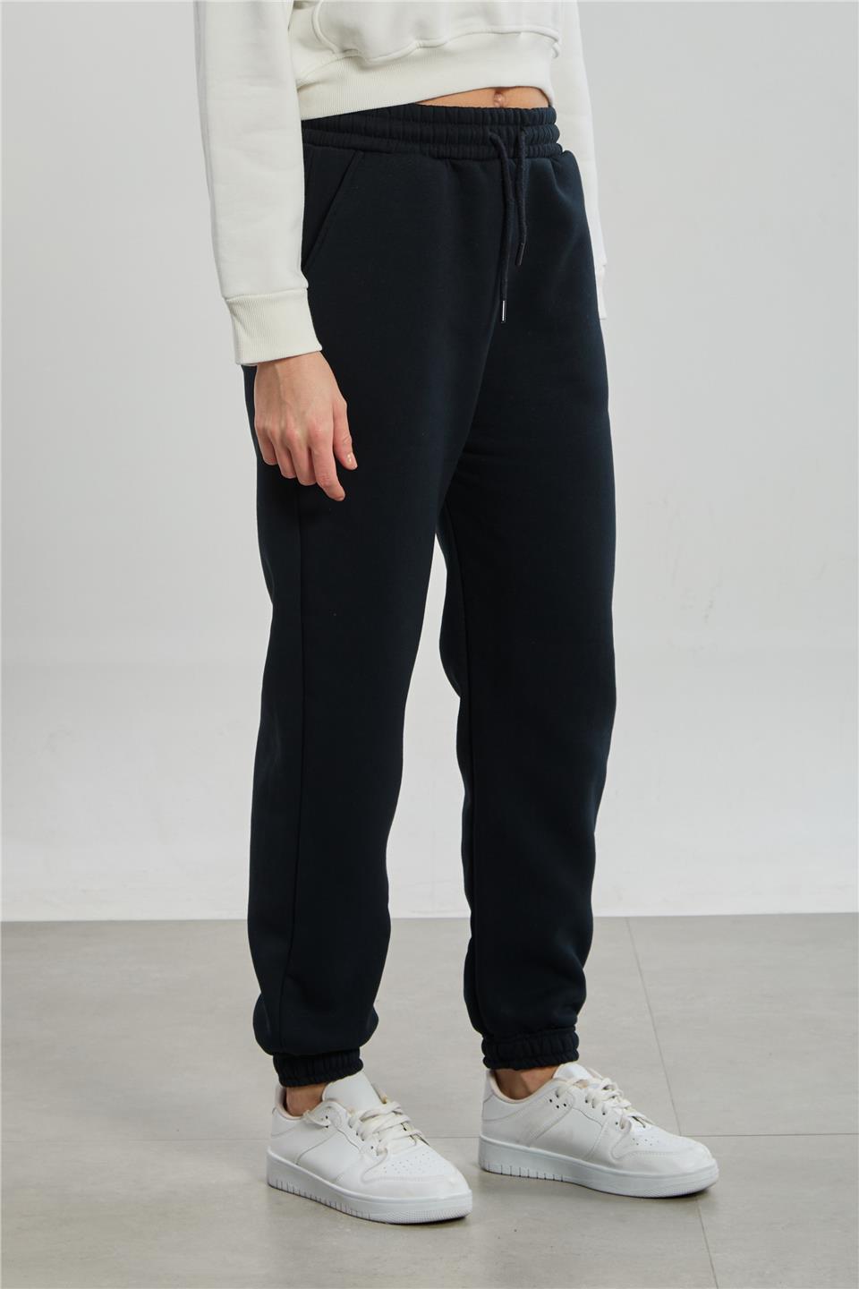 Kadın Paça Lastikli Şardonlu Eşofman Altı - Lacivert