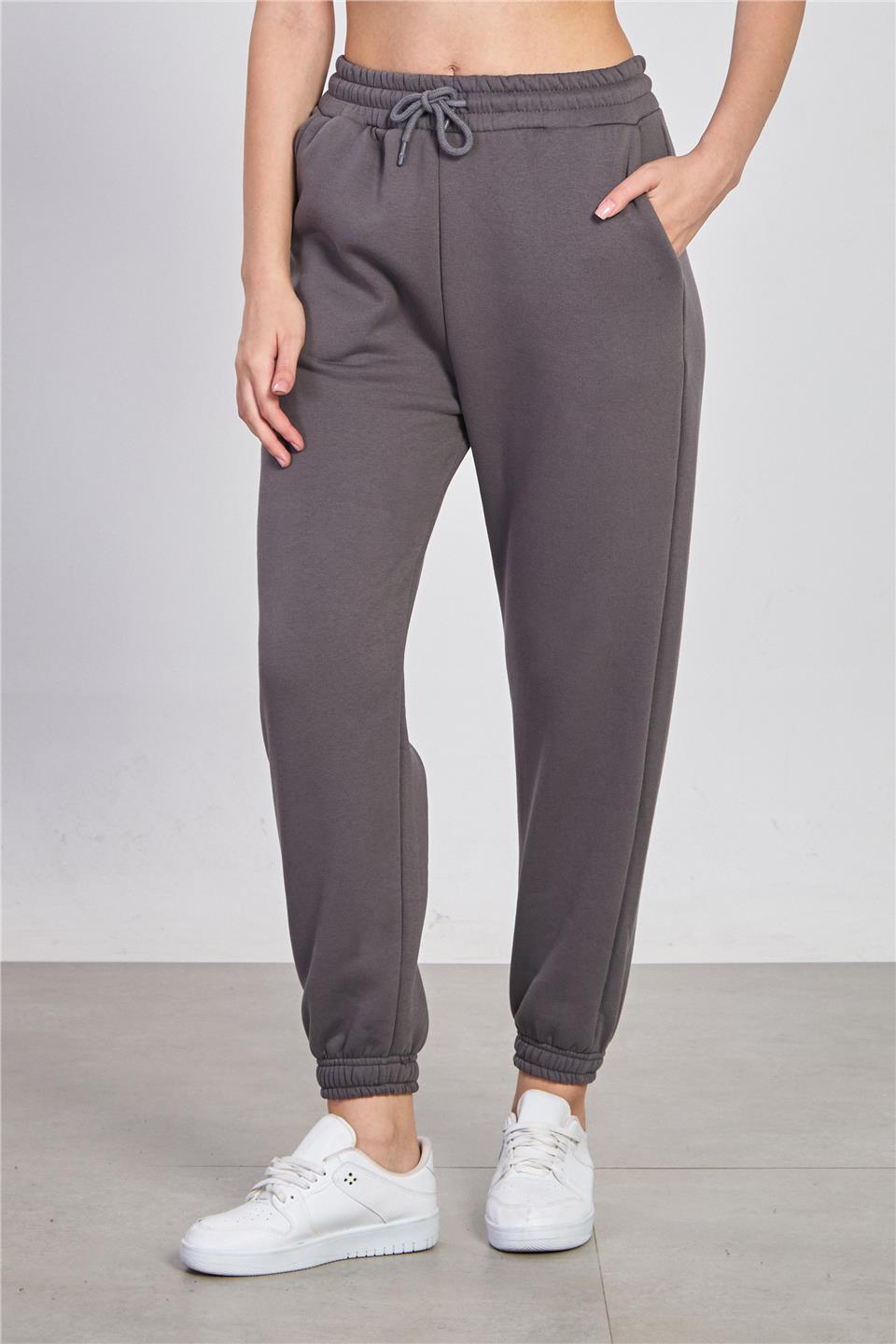 Kadın Paça Lastikli Şardonlu Eşofman Altı - Antrasit