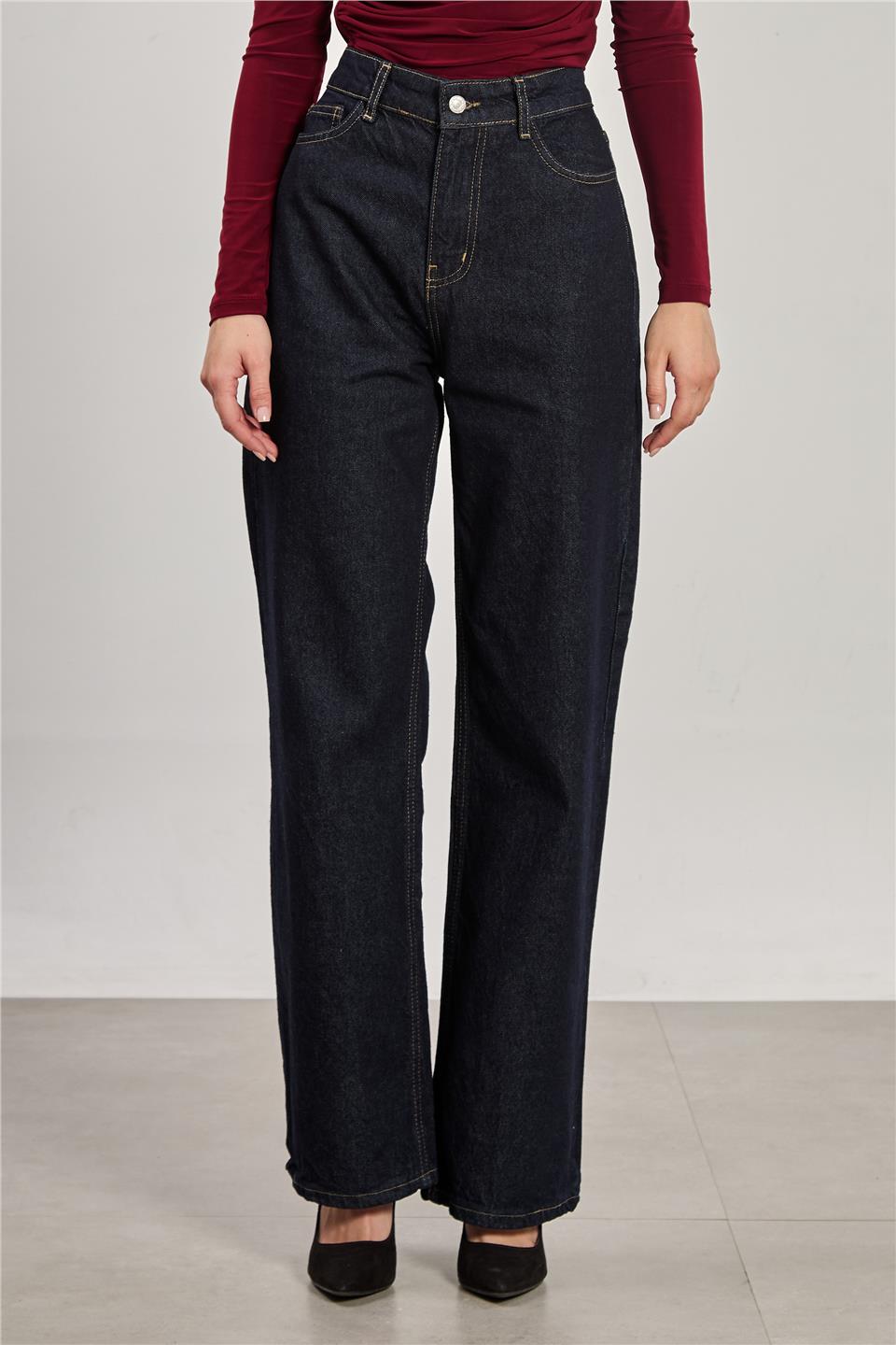 Kadın Palazzo Jean Pantolon - Lacivert 