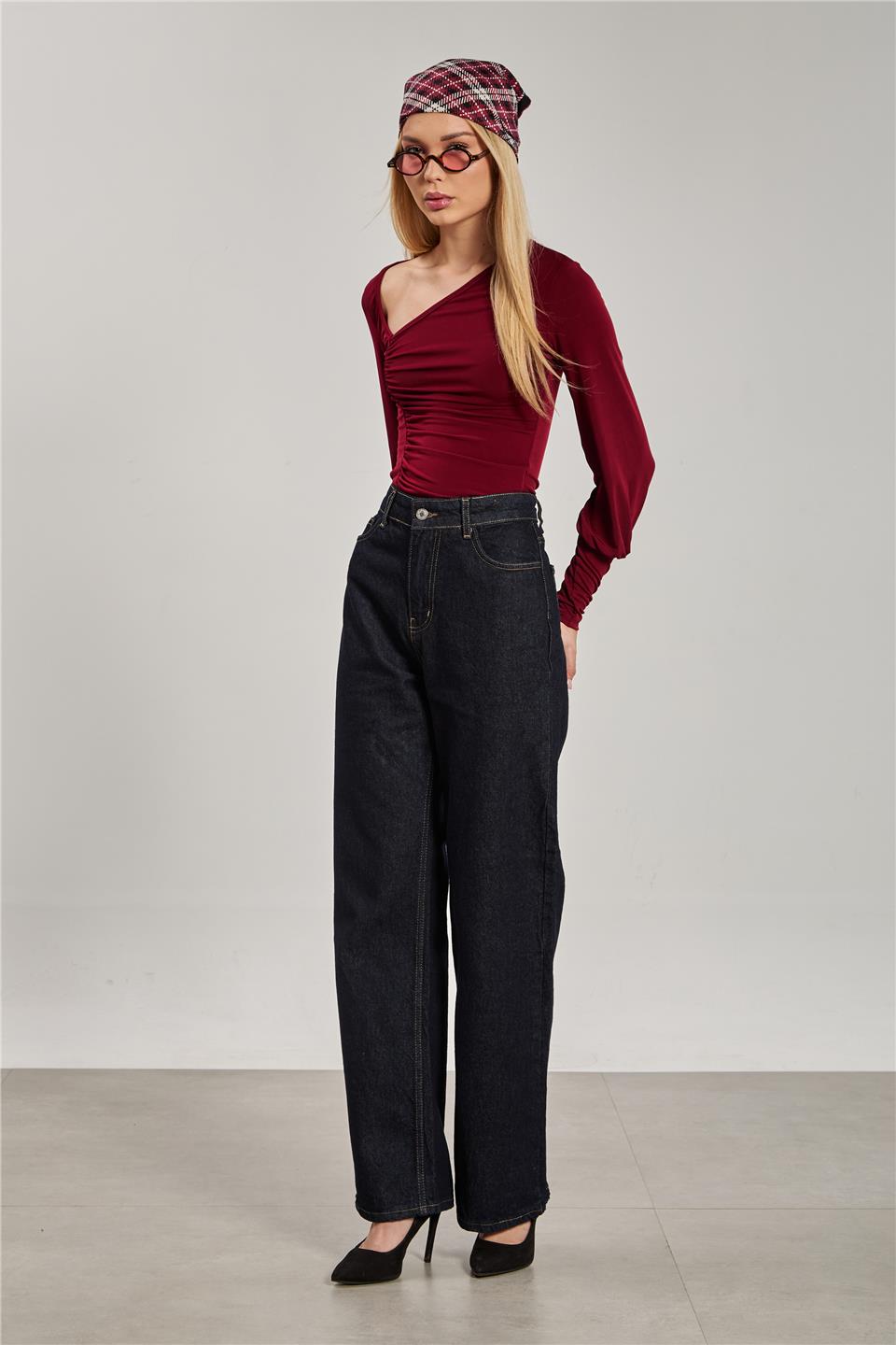 Kadın Palazzo Jean Pantolon - Lacivert 