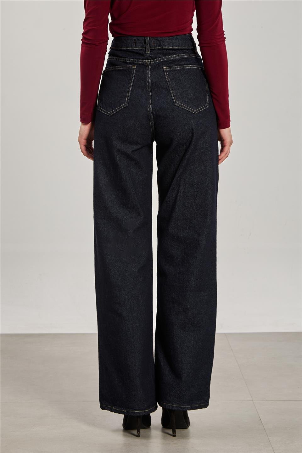 Kadın Palazzo Jean Pantolon - Lacivert 