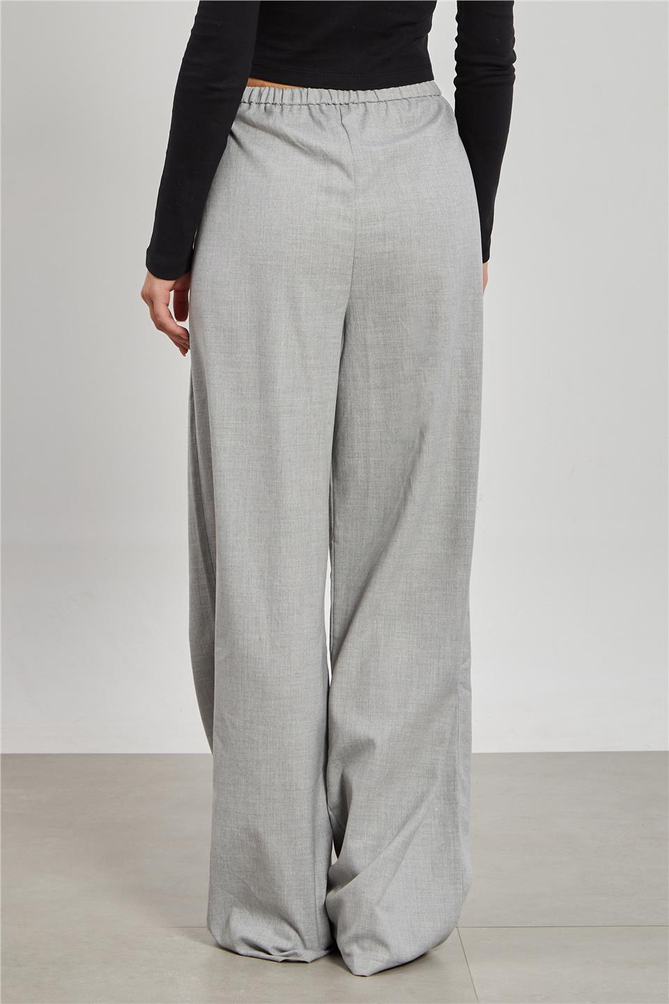 	Kadın Pileli Palazzo Pantolon - Gri