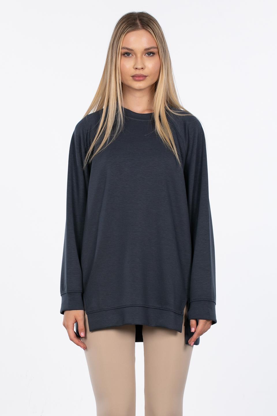 Reglan Kol Yırtmaçlı Sweatshirt - Antrasit