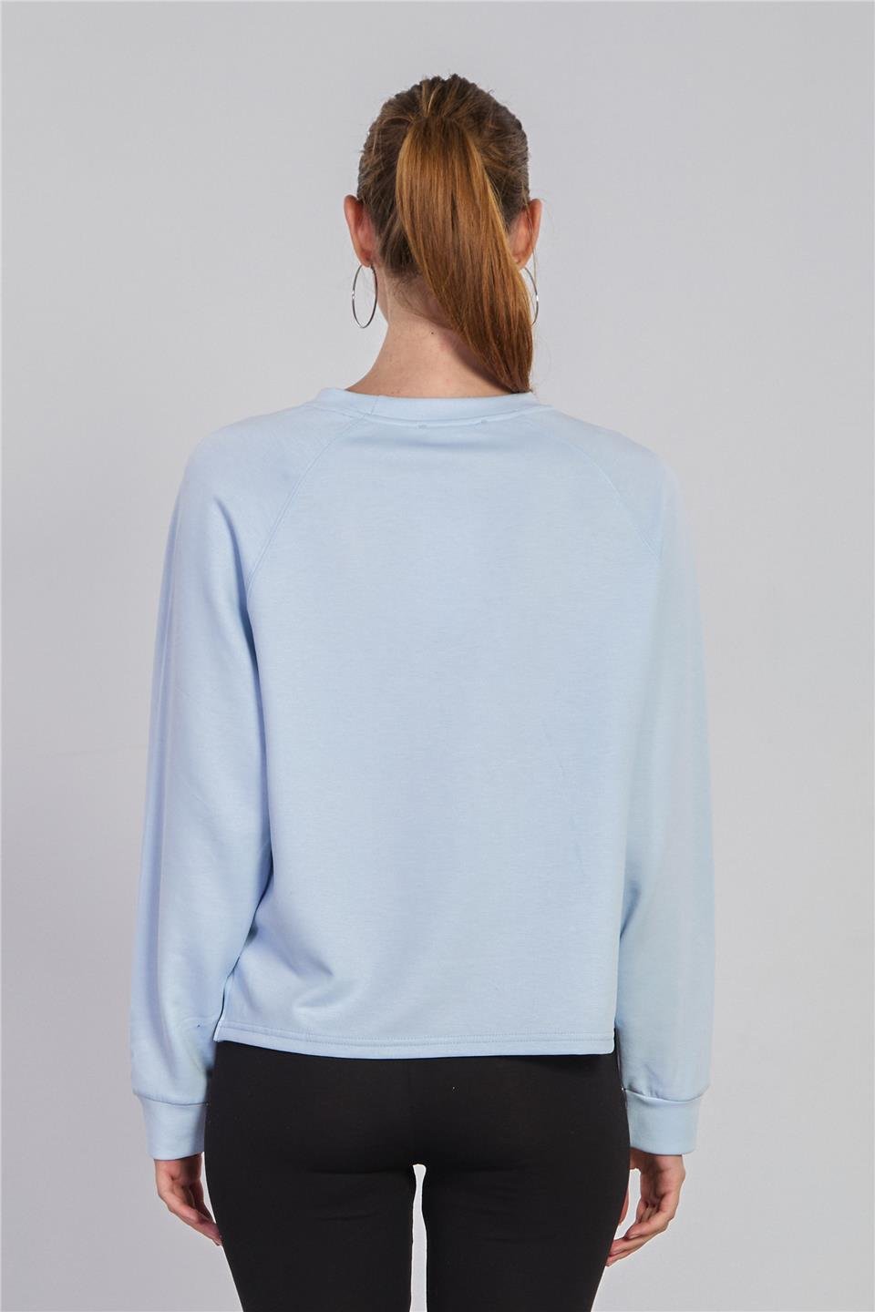Kadın Reglon Kol Bisiklet Yaka Sweatshirt - Açık Mavi