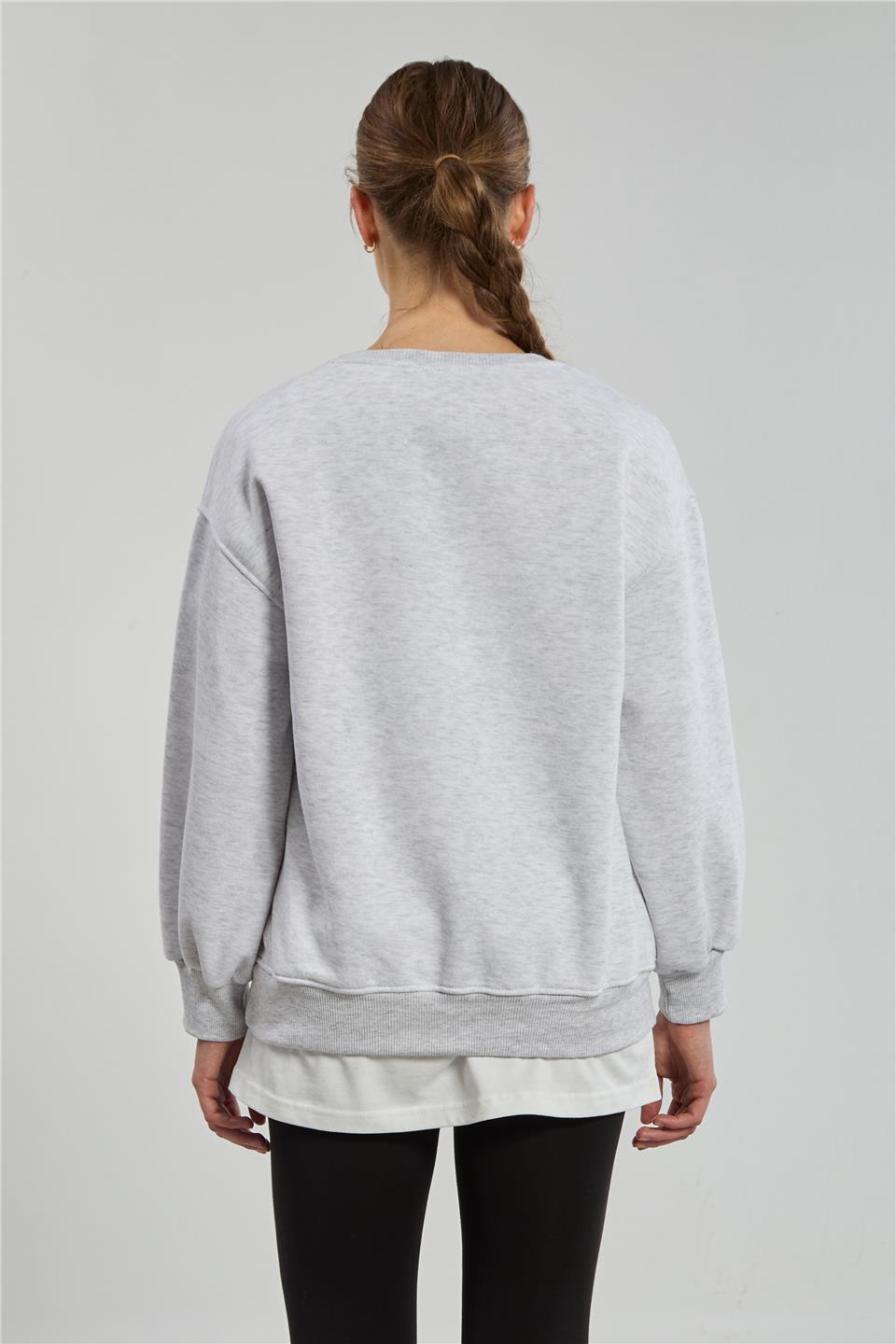 Kadın San Diego Baskılı Sweatshirt - Kar Melanj