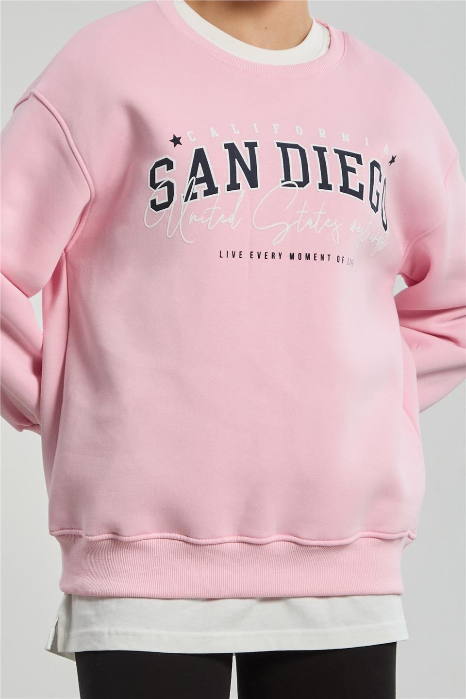 Kadın San Diego Baskılı Sweatshirt - Şeker Pembe