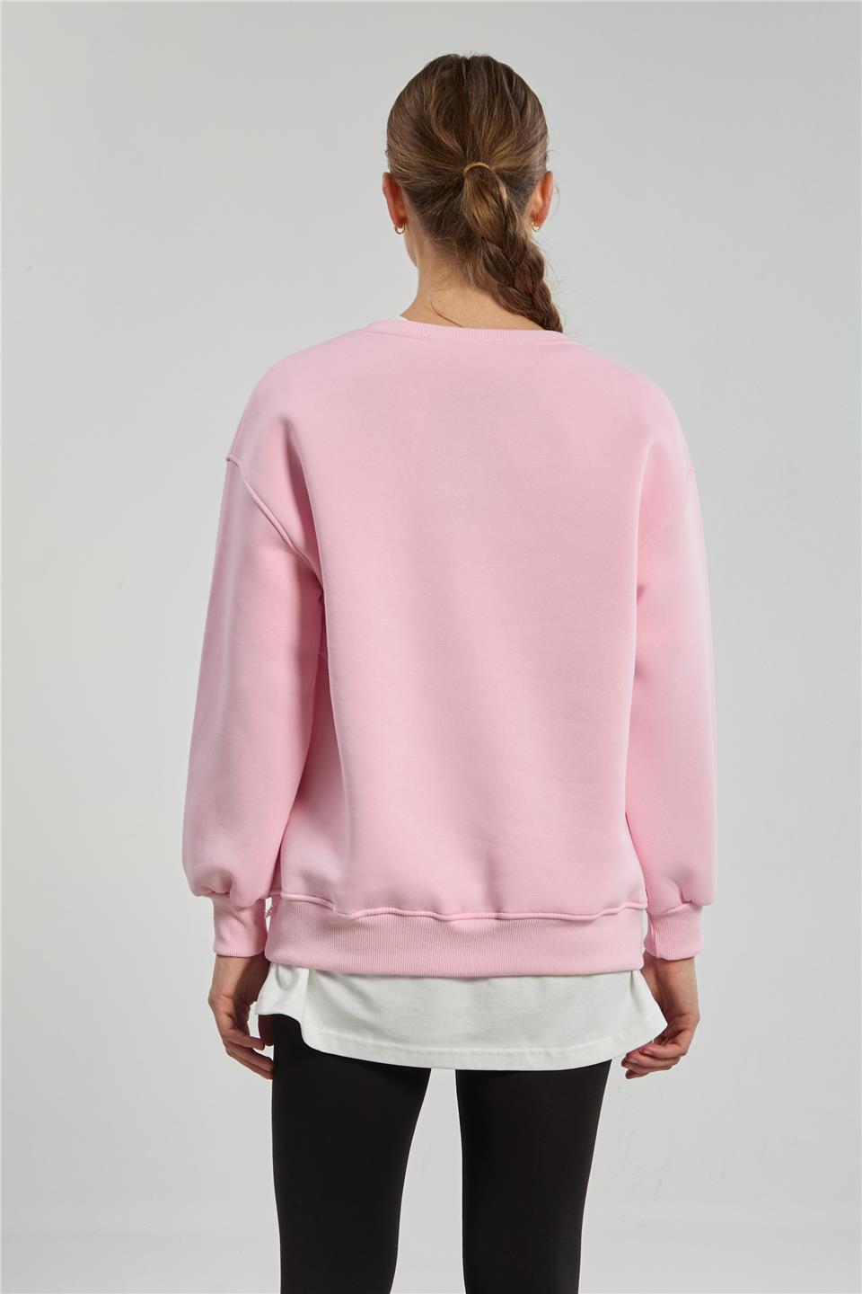 Kadın San Diego Baskılı Sweatshirt - Şeker Pembe