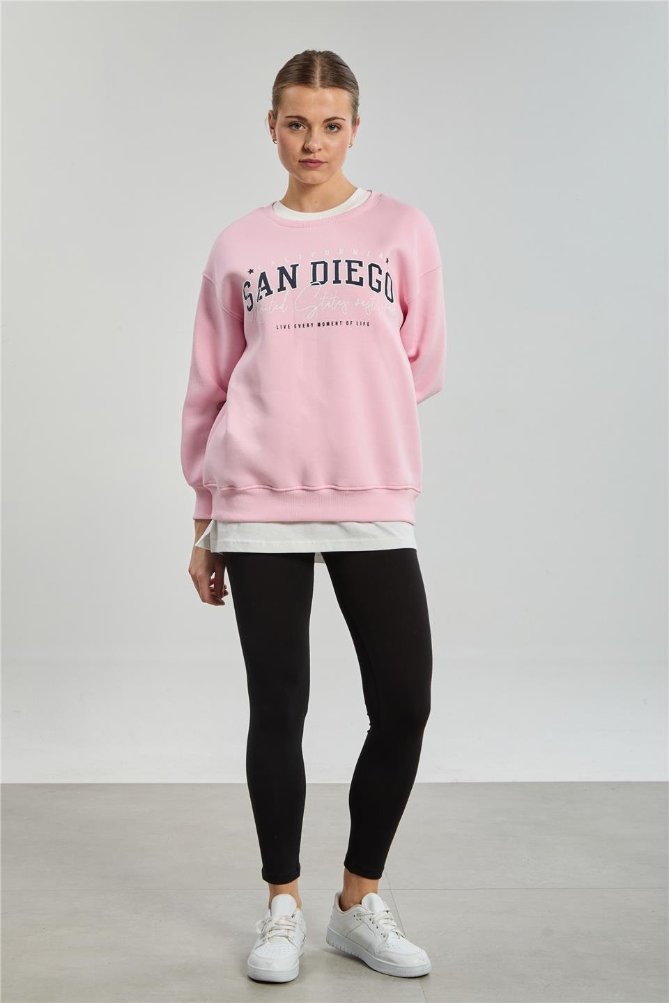 Kadın San Diego Baskılı Sweatshirt - Şeker Pembe