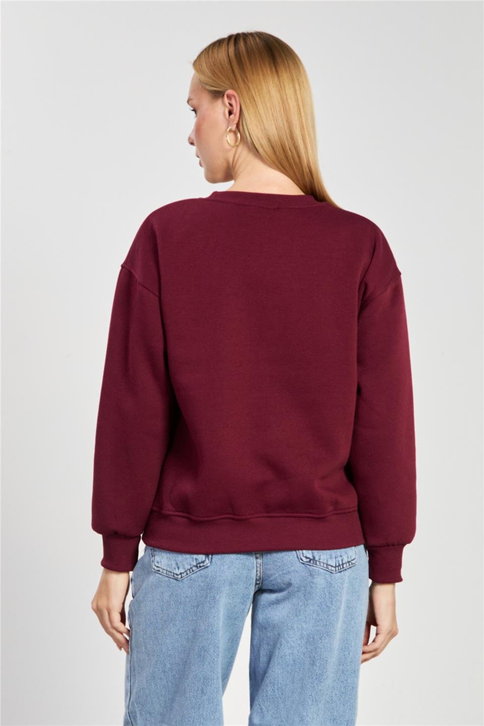 Kadın Santa Monica Yazılı Sweatshirt - Mürdüm