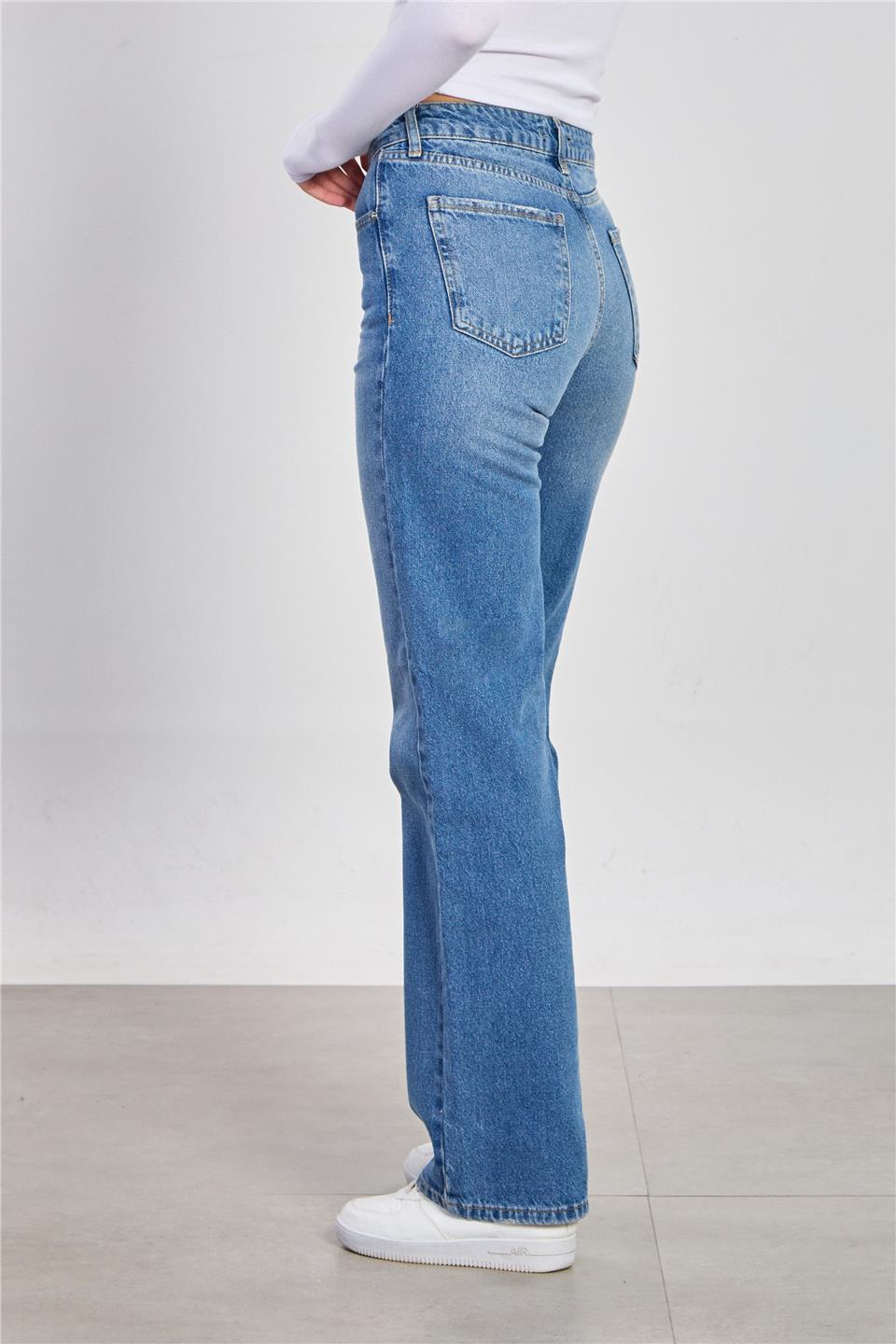 Kadın Straight Leg Jean Pantolon - Açık Mavi