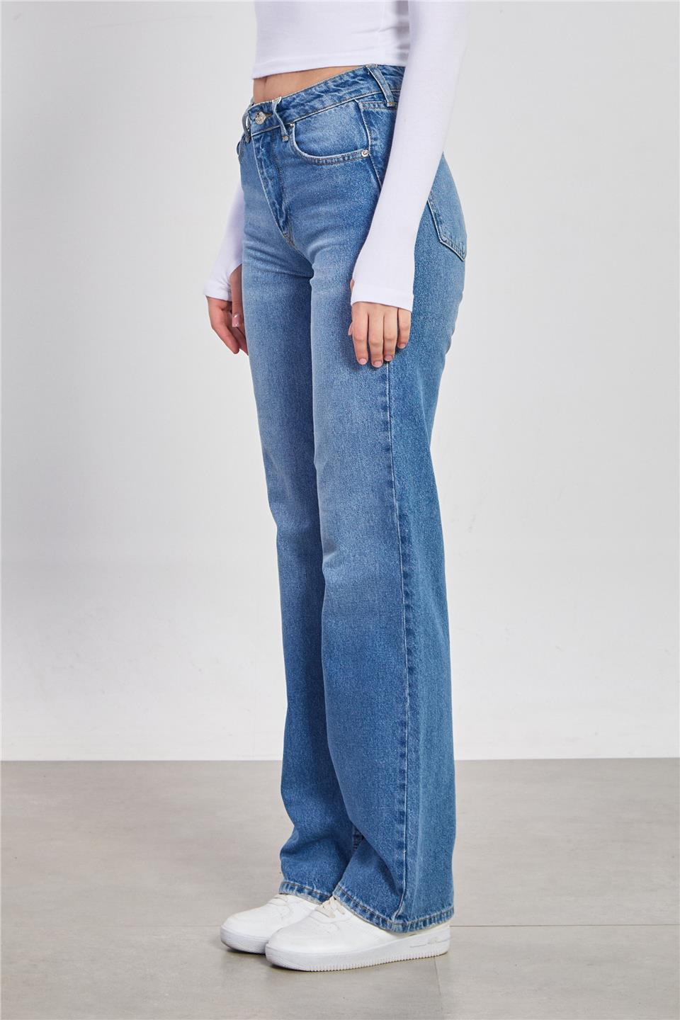 Kadın Straight Leg Jean Pantolon - Açık Mavi