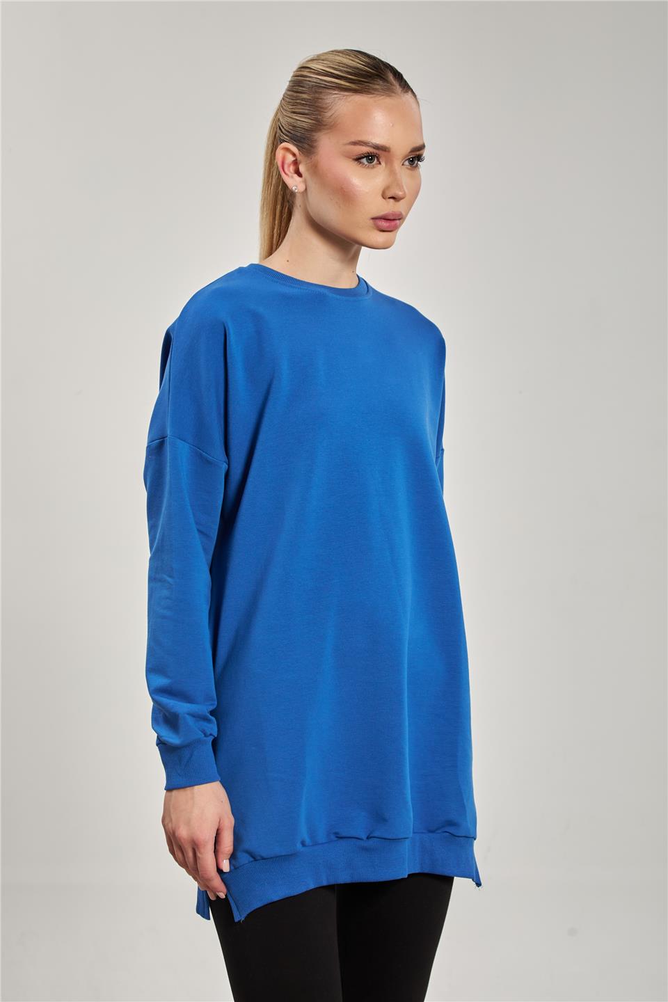 Kadın Yanı Yırtmaçlı Tunik Sweat - Koyu Mavi