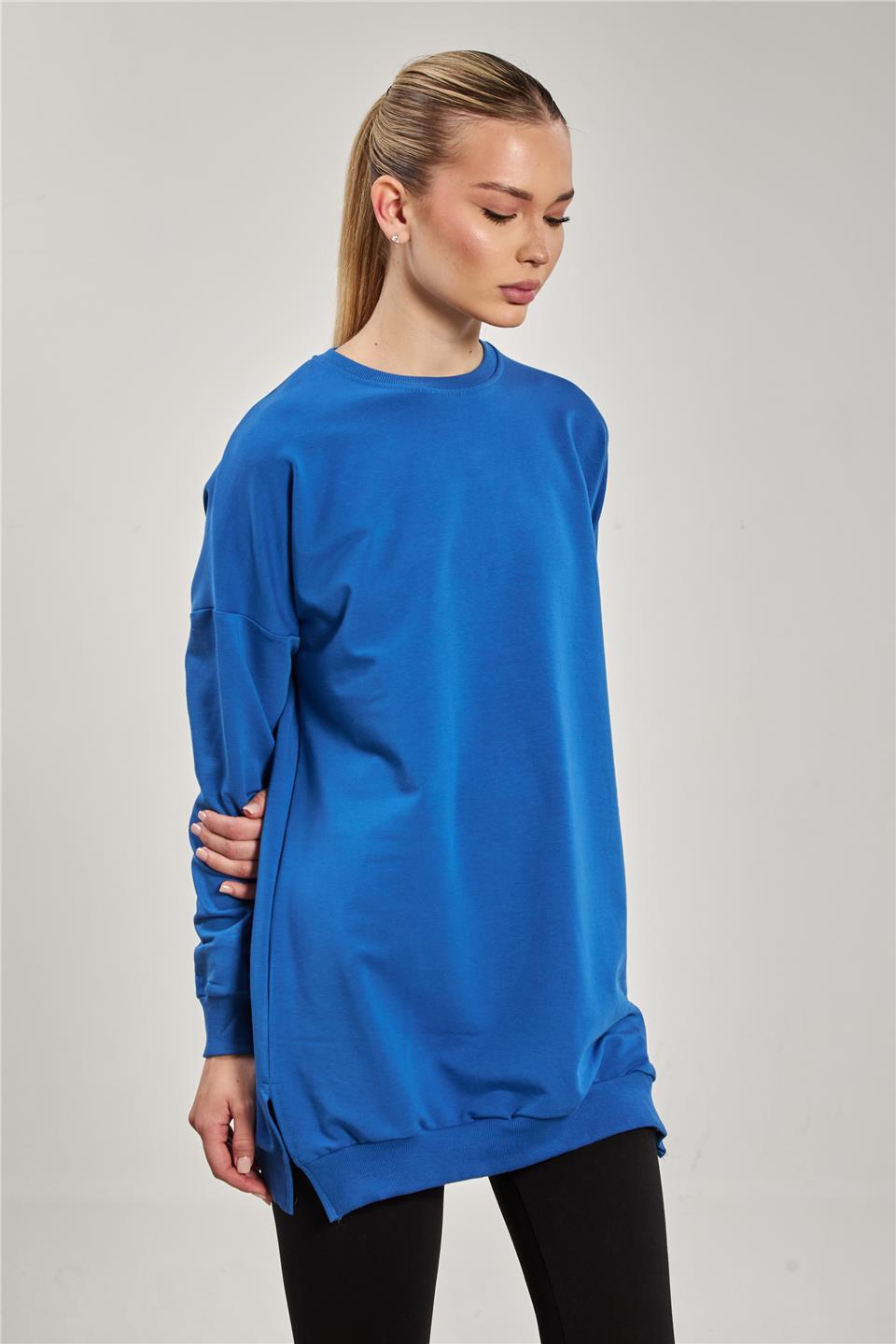 Kadın Yanı Yırtmaçlı Tunik Sweat - Koyu Mavi