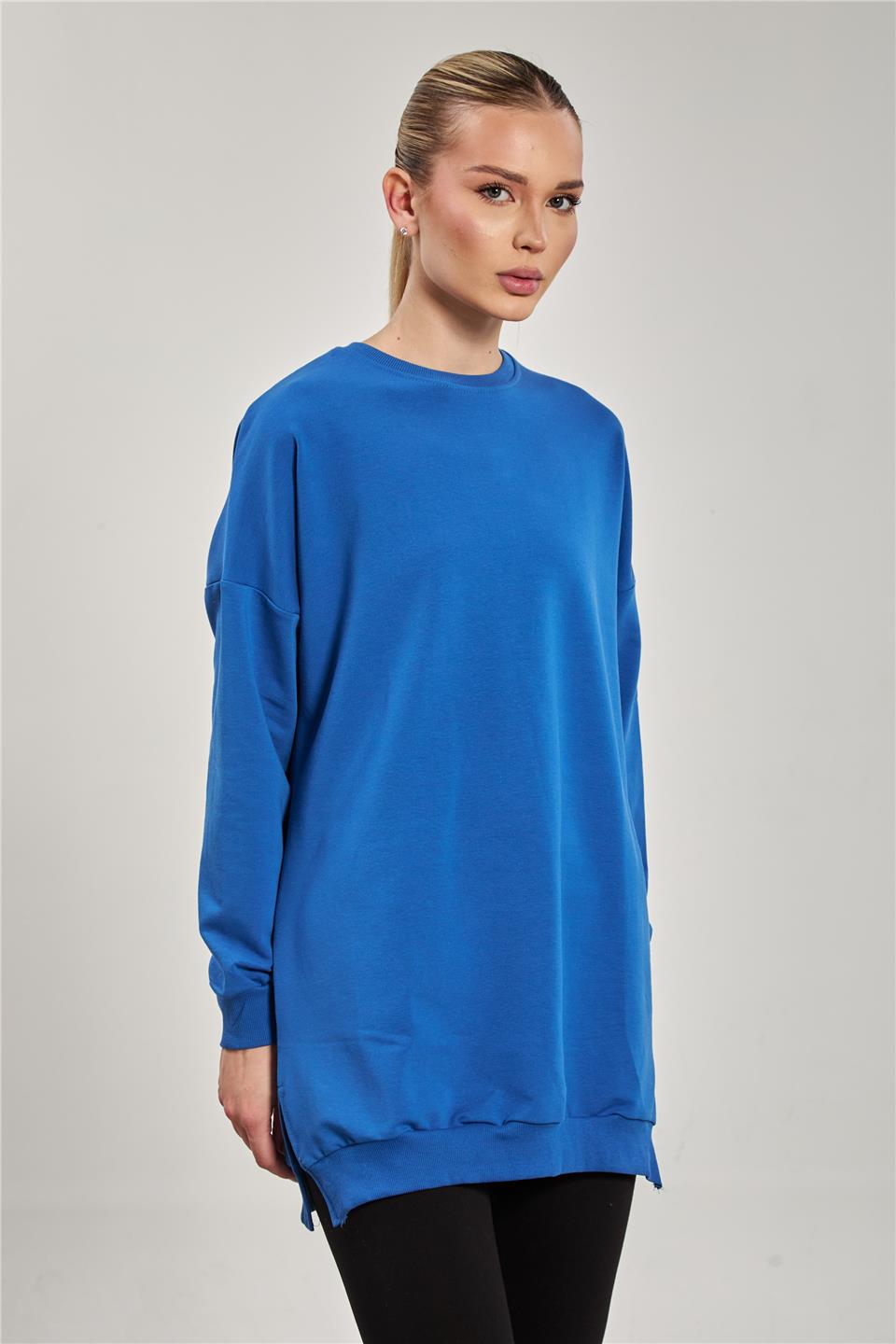 Kadın Yanı Yırtmaçlı Tunik Sweat - Koyu Mavi