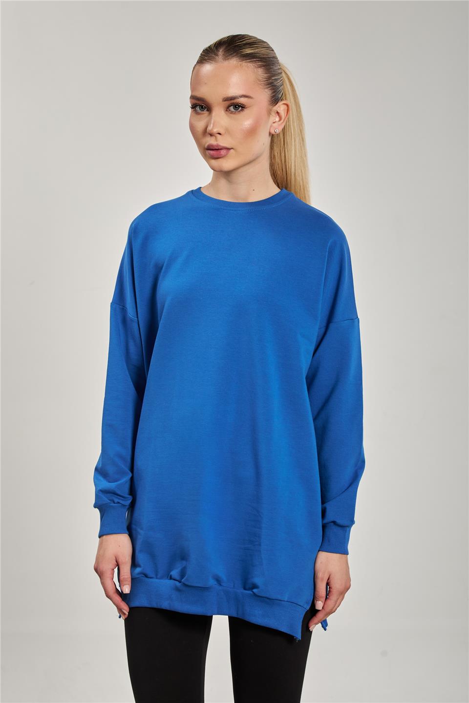 Kadın Yanı Yırtmaçlı Tunik Sweat - Koyu Mavi