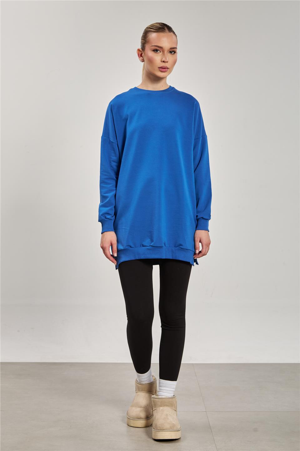 Kadın Yanı Yırtmaçlı Tunik Sweat - Koyu Mavi