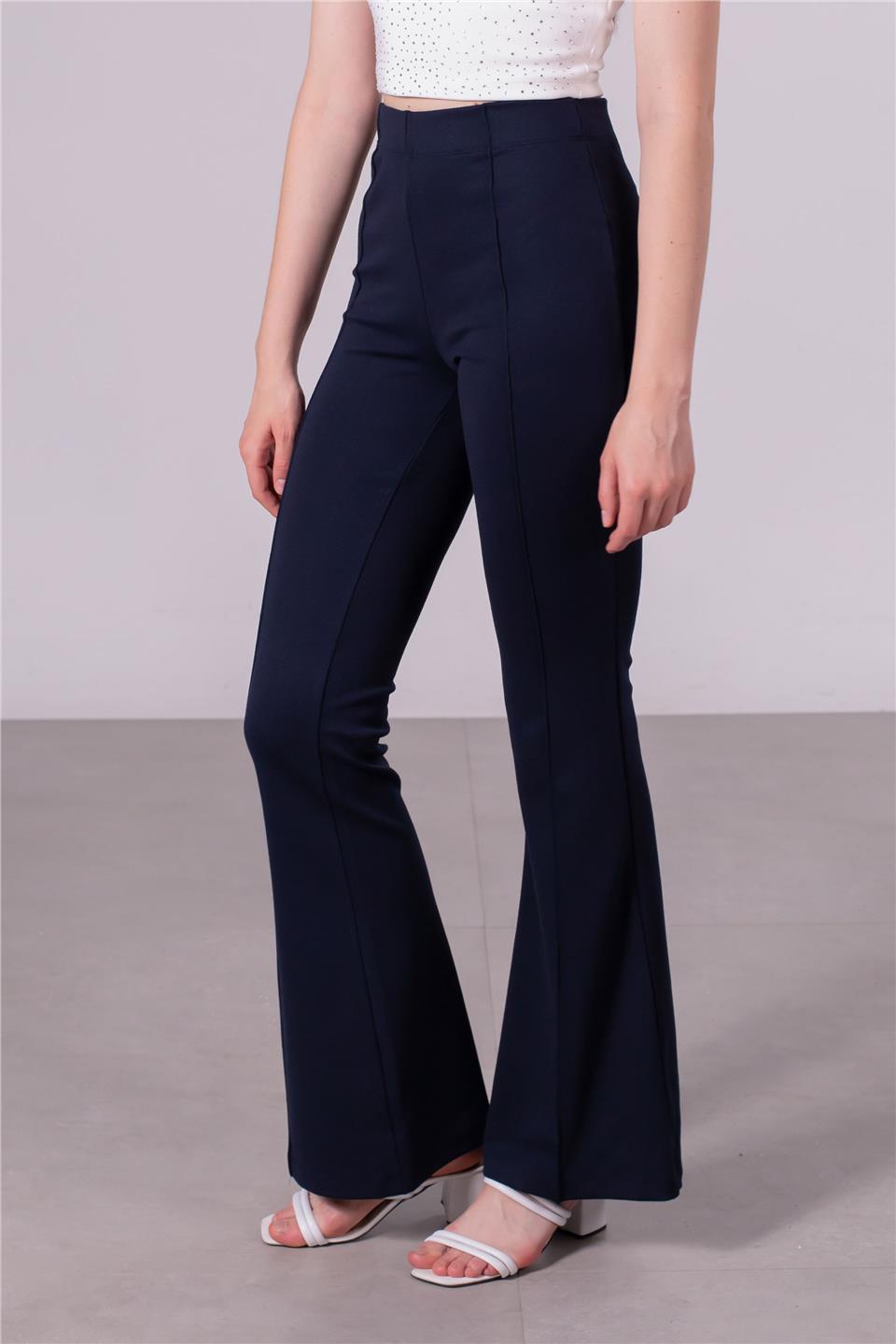 Kadın Yüksek Bel Çimalı İspanyol Paça Tayt - Lacivert