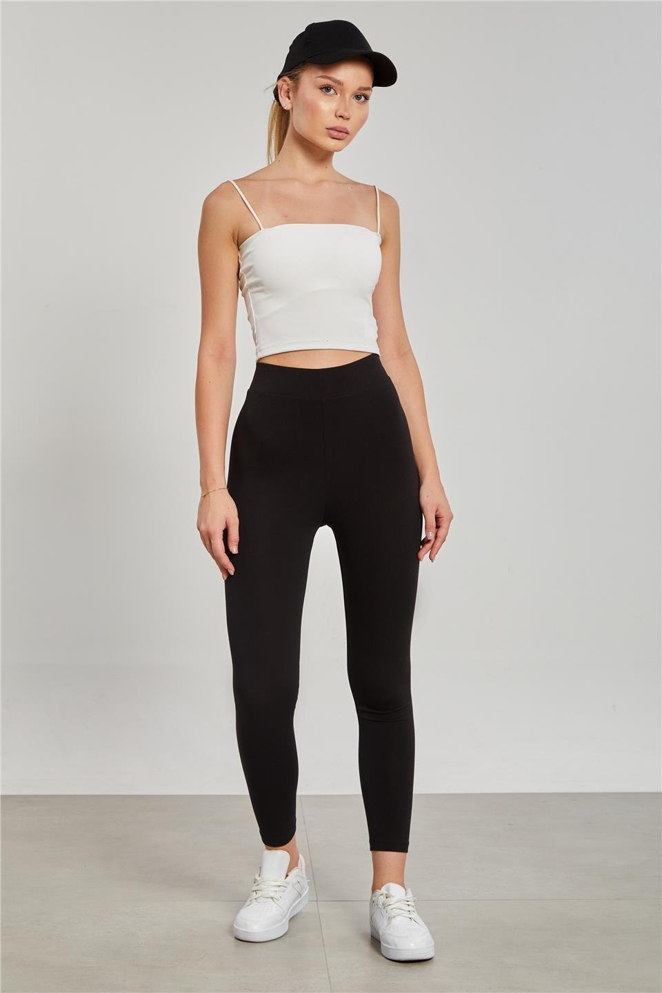 Yüksek Bel Likralı Tayt - Siyah