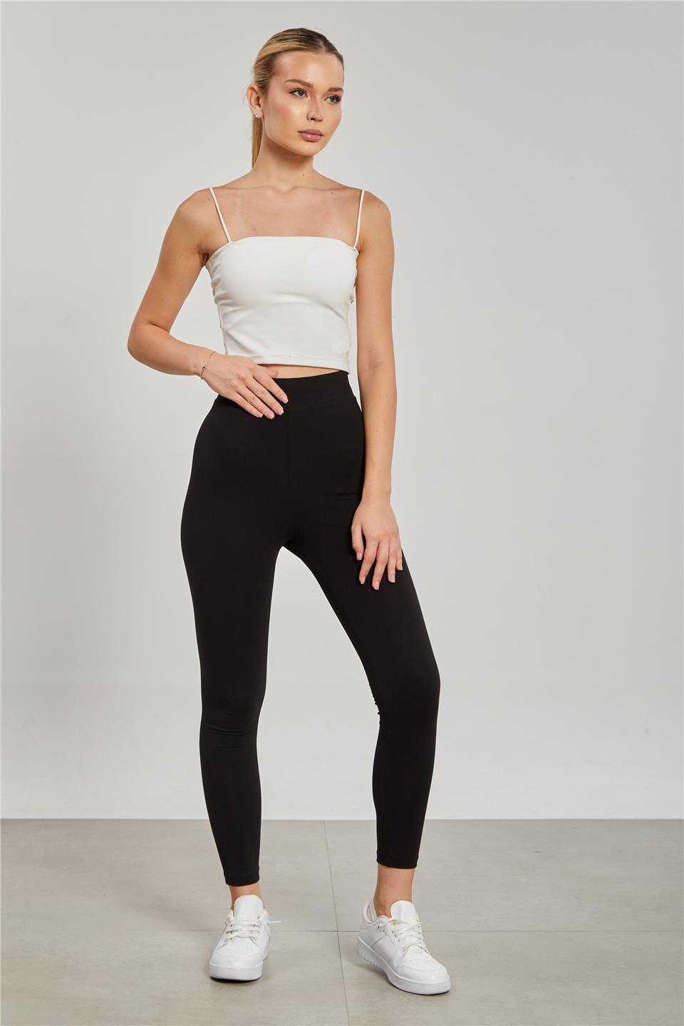 Yüksek Bel Likralı Tayt - Siyah