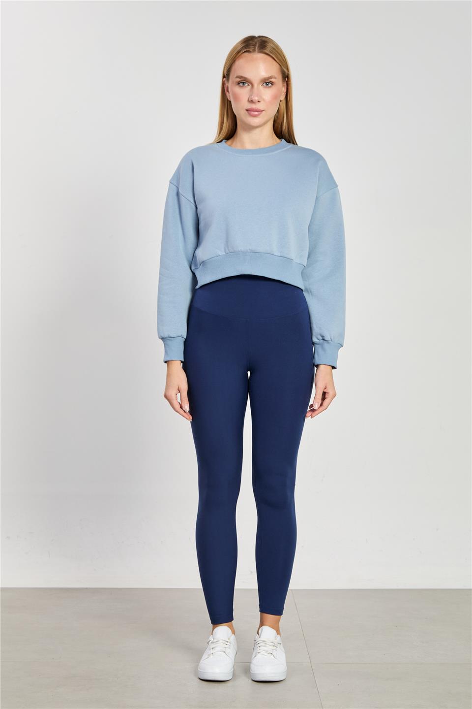 Kadın Yüksek Bel Polyemid Tayt - Koyu Lacivert