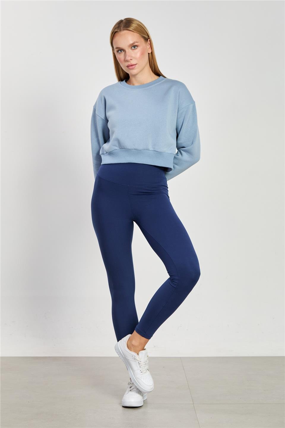 Kadın Yüksek Bel Polyemid Tayt - Koyu Lacivert