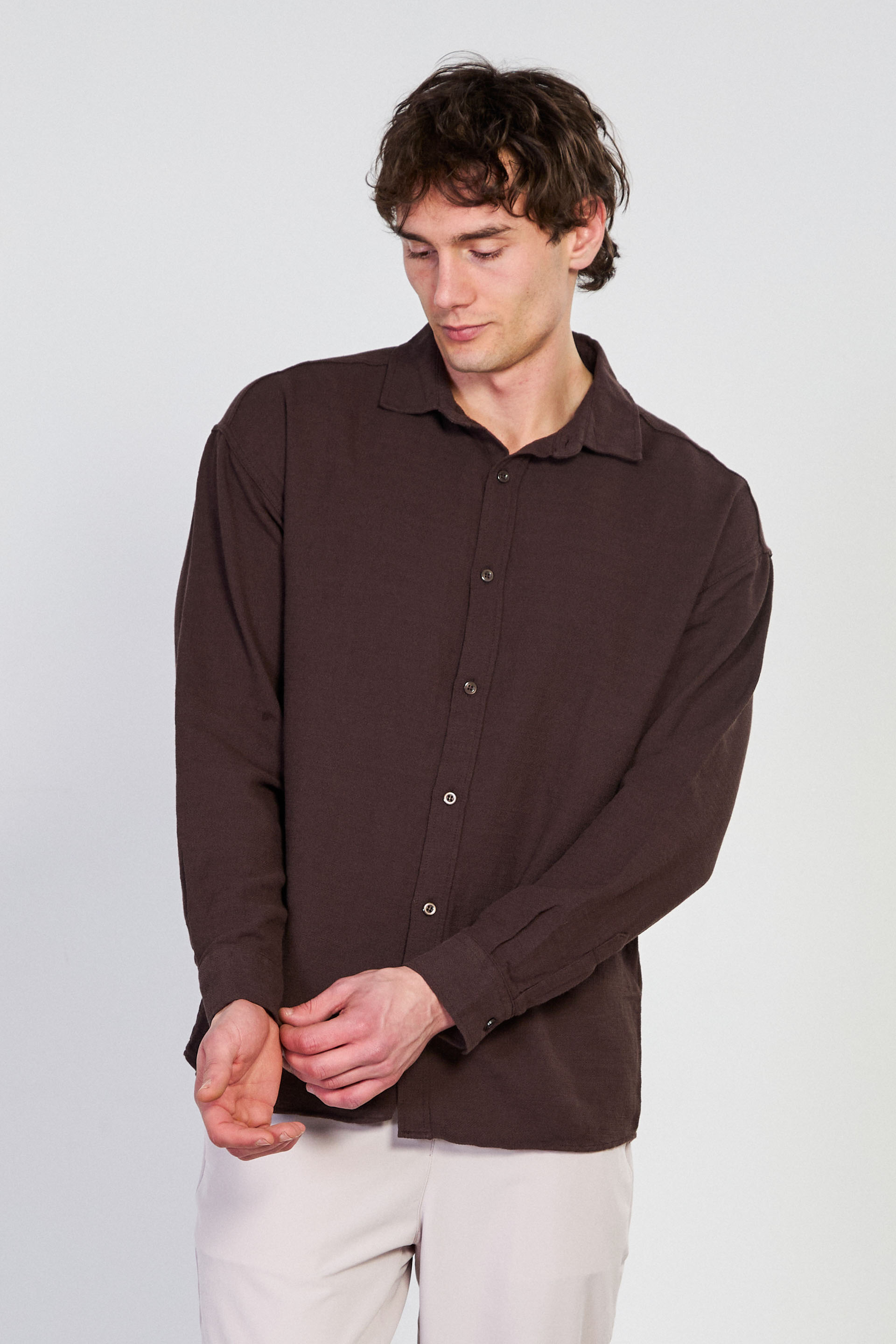 Erkek Flamlı Gömlek - Kahve