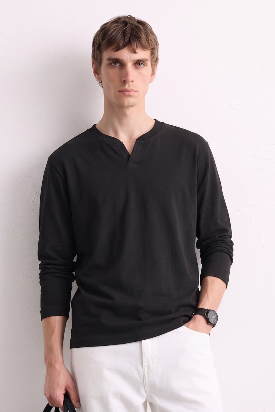 Erkek Uzun Kollu Sweatshirt - Siyah