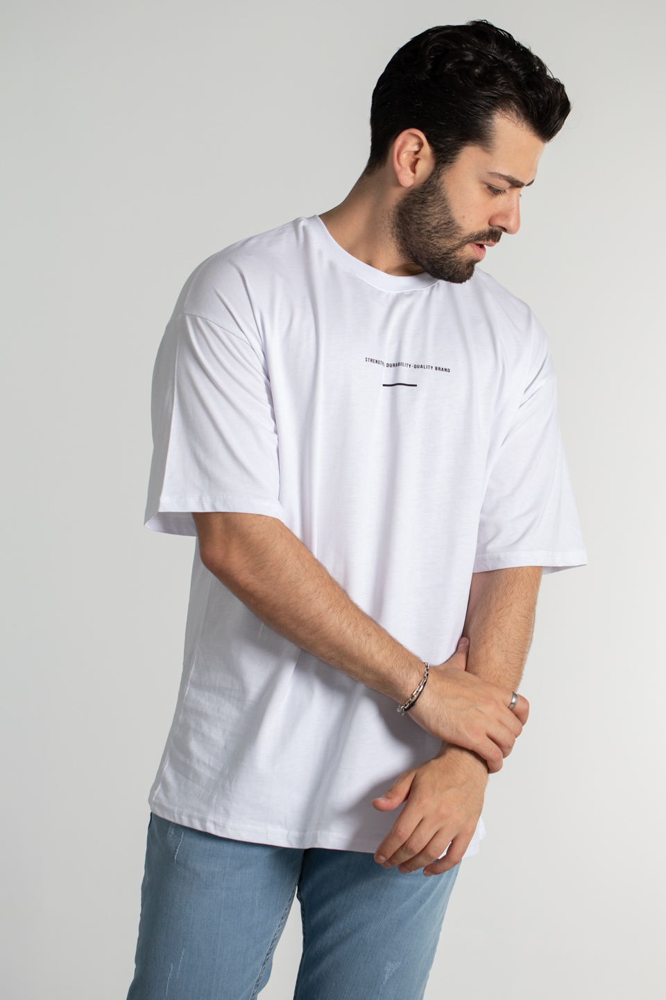 1997 baskılı oversıze t-shırt-4011 Beyaz