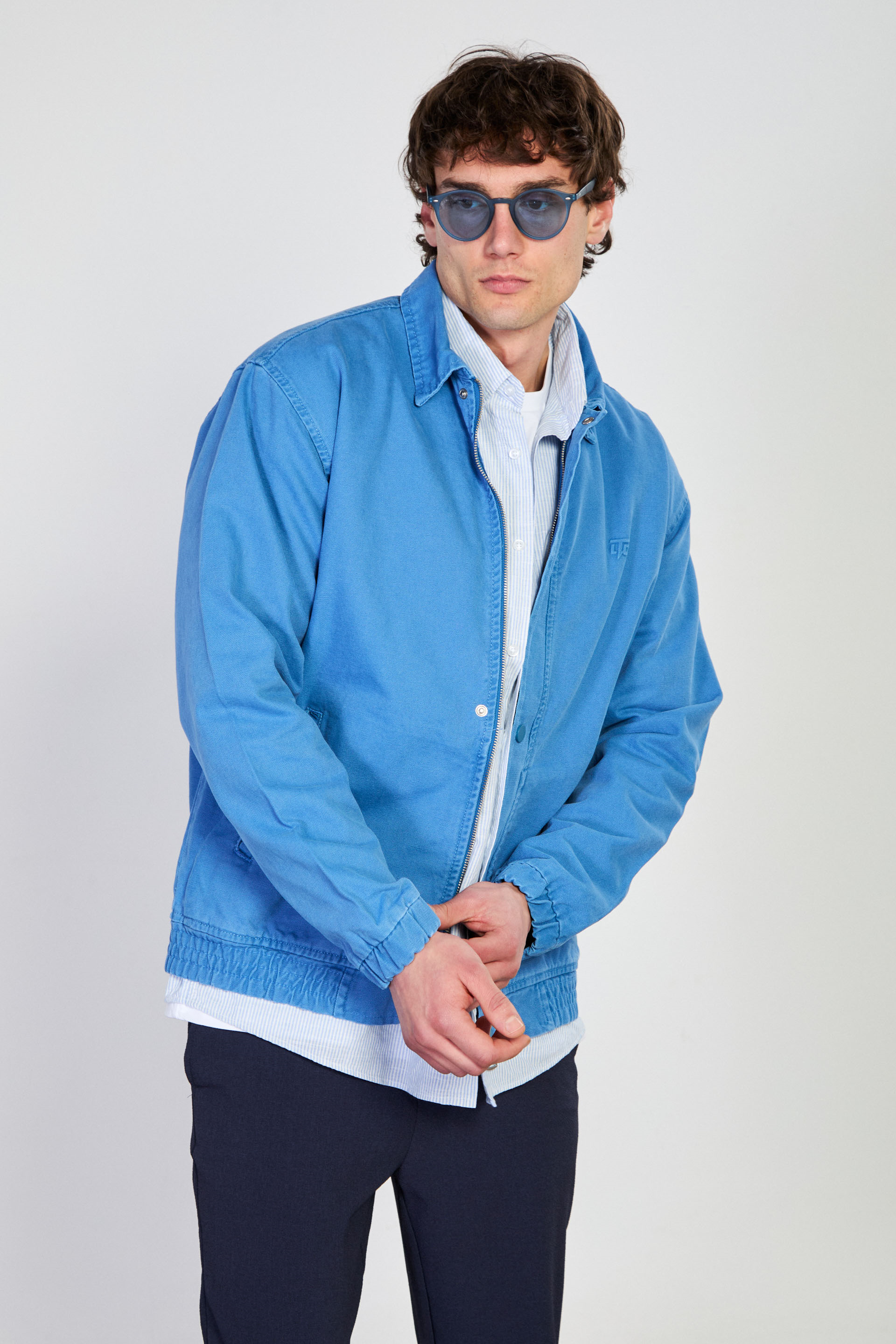 Erkek Polo Yaka Çıtçıtlı Beli Lastikli Ceket - Mavi