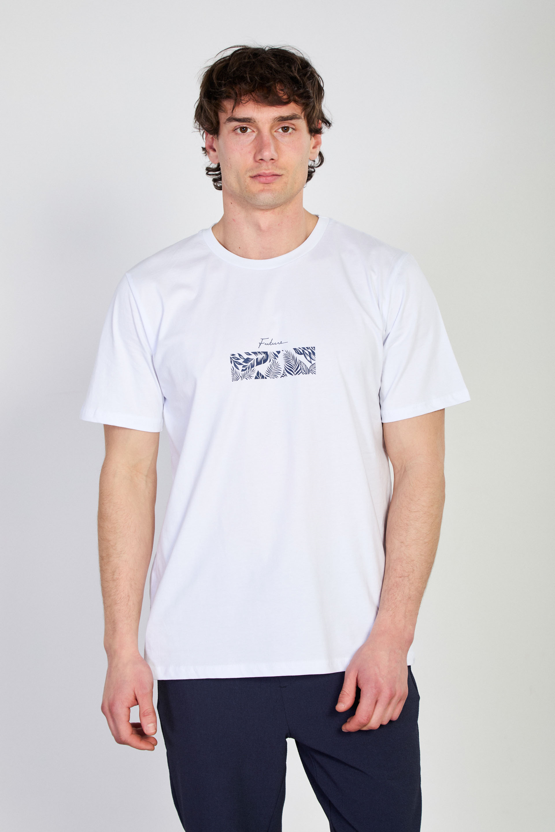 Erkek Future Yazı Baskılı T-Shirt - Beyaz