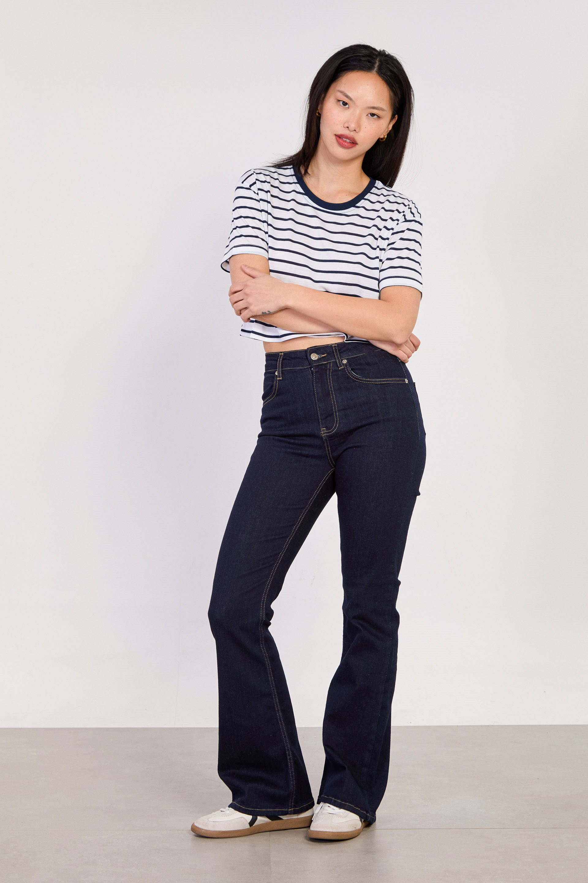 Kadın İspanyol Paça Jean Pantolon - Lacivert