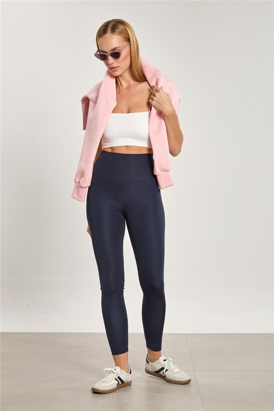 Kadın Yüksek Bel Dalgıç Tayt - Koyu Lacivert