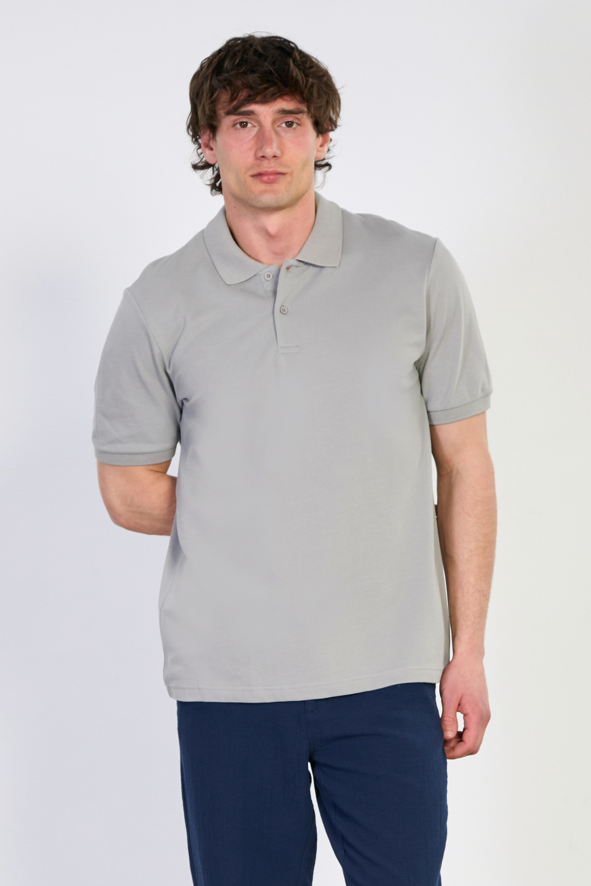 Erkek Polo Yaka Pike T-Shirt - Taş