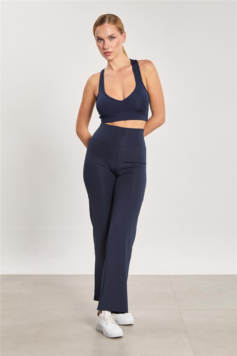 Kadın Yüksek Bel Palazzo Tayt - Koyu Lacivert